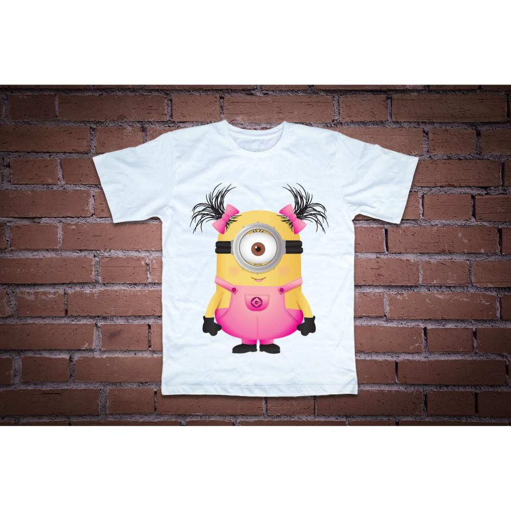 Áo thun in hình minion cột tóc đáng yêu