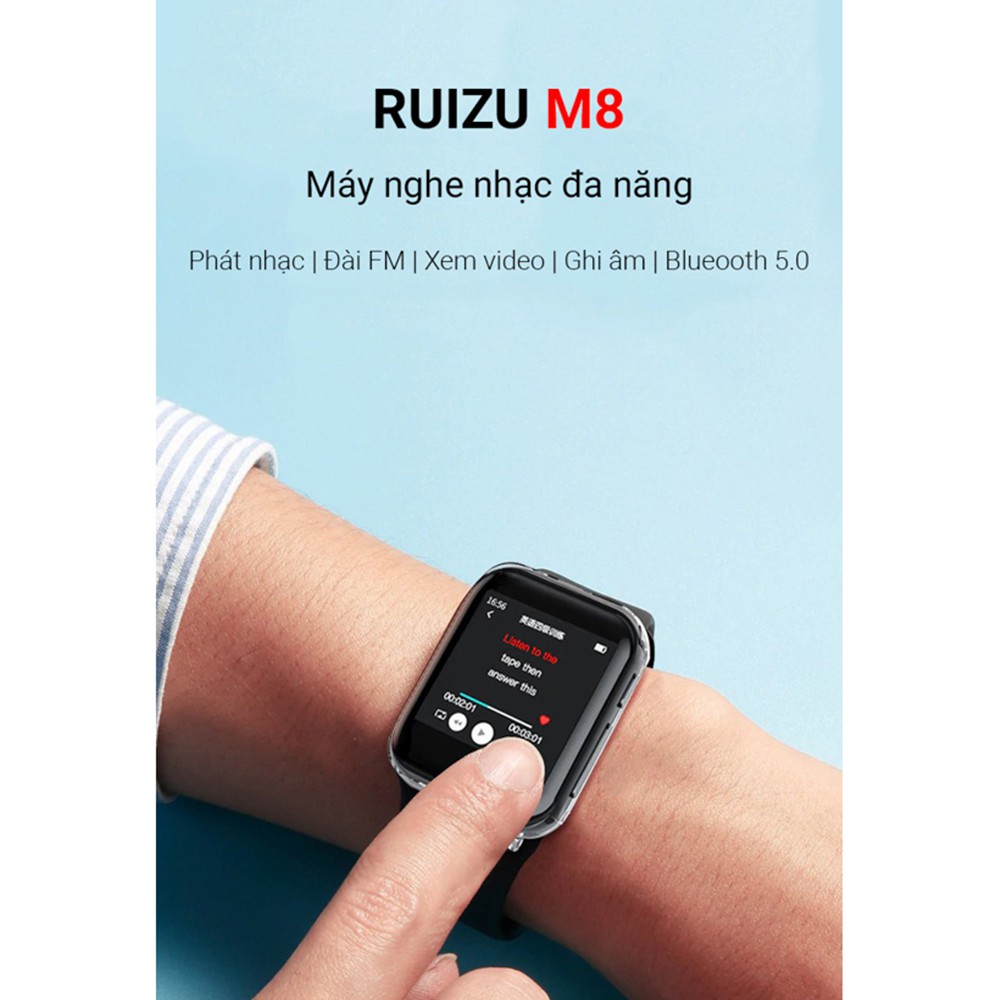 Máy nghe nhạc cao cấp Ruizu M8,bluetooth 5.0,cổng typeC,tặng dây đeo tay