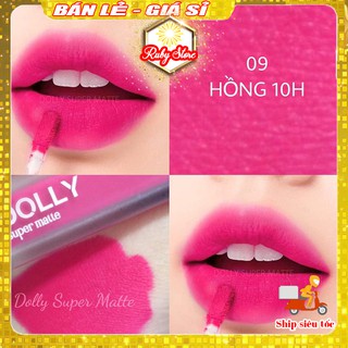 Son kem cao cấp dolly super matte ❗mua 1 tặng 1❗ màu hồng 10h siêu tươi, son lỳ không chì