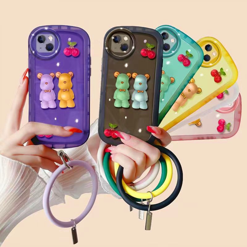 Ốp Điện Thoại Màu Kẹo Thạch Sang Trọng Có Dây Đeo Cổ Tay Cho 7G 8G SE 2020 7P 8P 13 12 11 Pro Max XS Max XR X XS