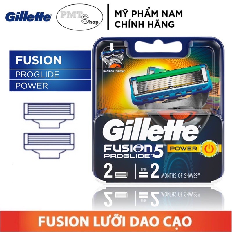 [Đức] Hộp Lưỡi dao cạo râu cao cấp Gillette Fusion 5 lưỡi Proglide Power | Proshield Chill vỉ 4 cái | 2 cái