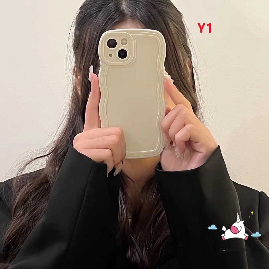 Ốp Điện Thoại Màu Trơn Viền Gợn Sóng Sang Trọng Cho iPhone 7 8 Plus XR 11 12 13 Pro MAX X XS MAX 7plus 8plus