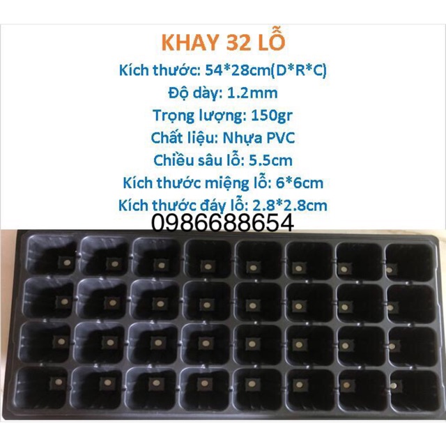 Bộ 3 Khay ươm, vỉ ươm 32 lỗ
