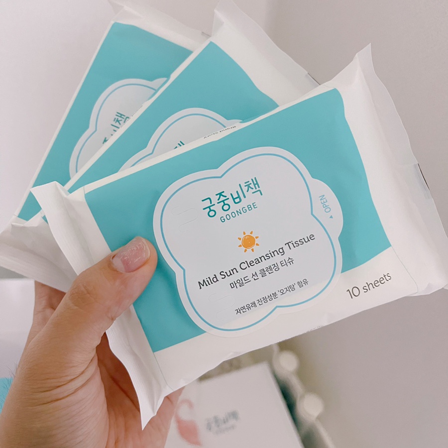 Khăn ướt tẩy trang lành tính cho bé và gia đình Goongbe Mild Sun Cleansing Tissue set 10 tờ x 6 gói