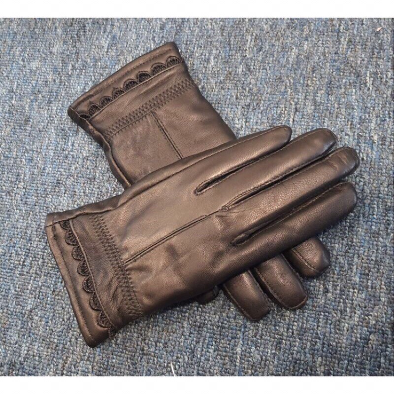 Găng Tay Da Cừu Nữ Màu Đen Lót Lông Cực Ấm- Bảo hành 3 năm