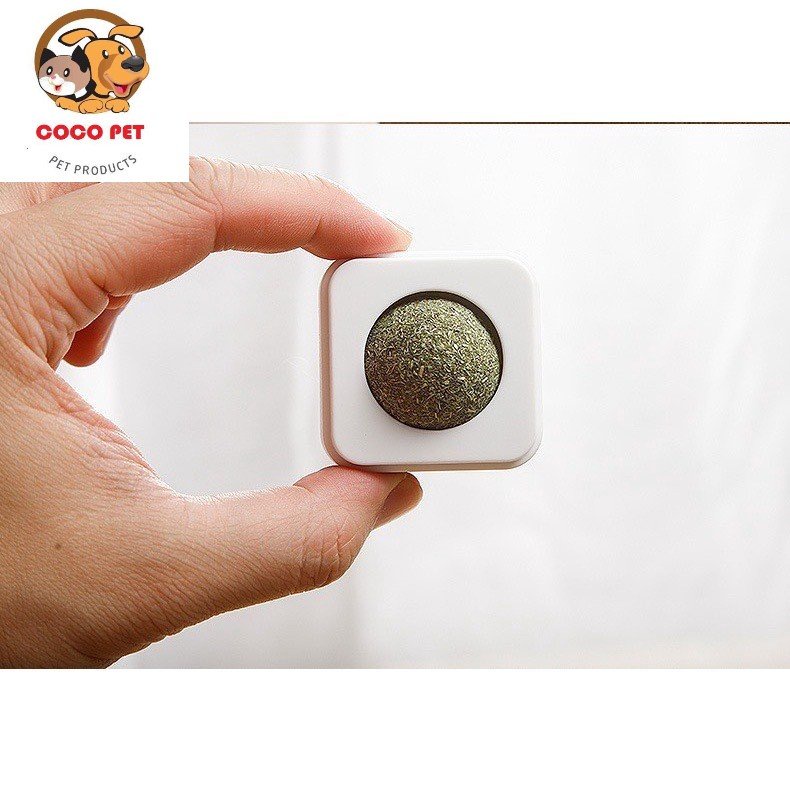 Viên Cỏ Bạc Hà Mèo, Catnip Dạng Xoay Gắn Tường Có Nắp Đậy Giúp Mèo Thư Giãn Tiêu Búi Lông