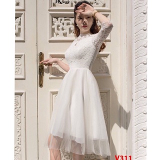 [ XẢ KHO GIÁ SỐC ] đầm trắng  thiết kế cao cấp, váy thiết kế ren xoè, váy dự tiệc, đầm thiết kế sang chảnh