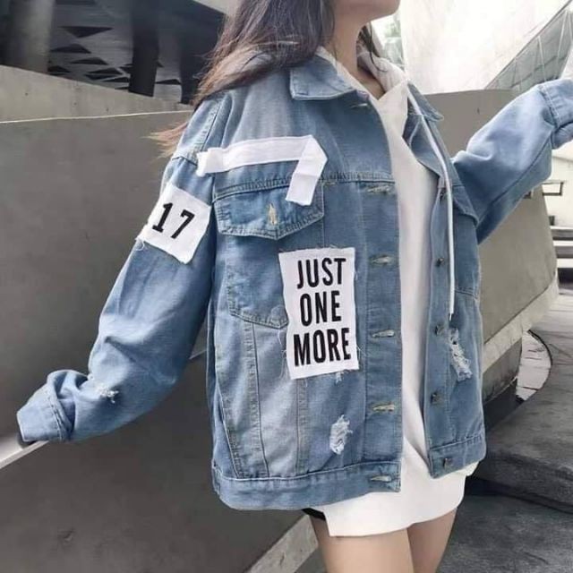 Áo Khoác Jean Nữ From Rộng Unisex 017 Brazile VNXK xanh đẹp cao cấp size 40-75kg