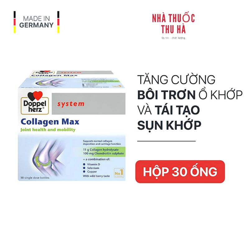 TPCN Nhập Khẩu] Collagen thuỷ phân tăng độ linh hoạt của khớp Doppelherz Collagen Max (Hộp 10 ống/30 ống)