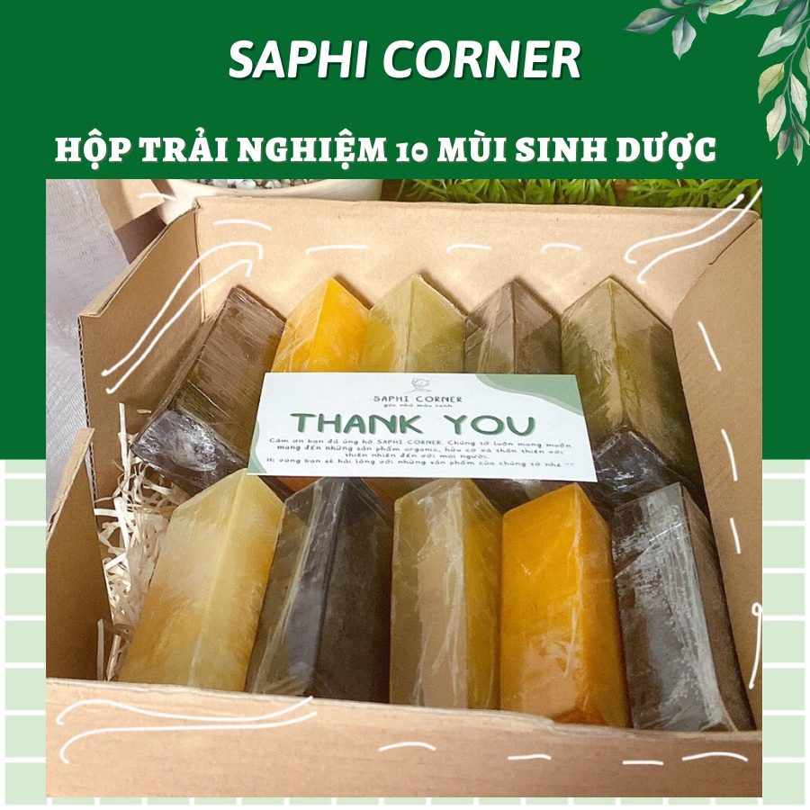 HộpTrải Nghiệm 10mùi Xà Bông Sinh Dược 300g, xà bông thiên nhiên hữu cơ,nghệ mật ong,mướp đắng lành tính-Saphi Corner