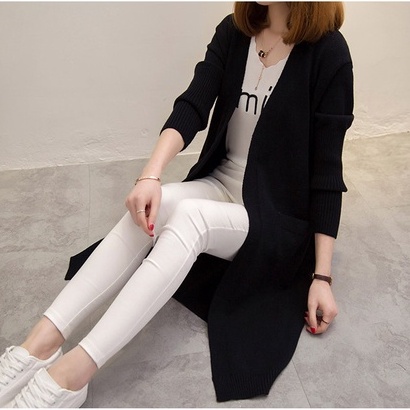 Áo khoác len 2 túi trước dáng dài ak32