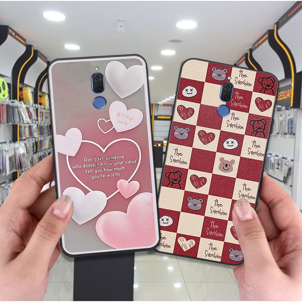 Ốp Huawei Nova 2i / nova 7i in hình trái tim caro đen trắng , hồng cute xinh xắn dễ thương