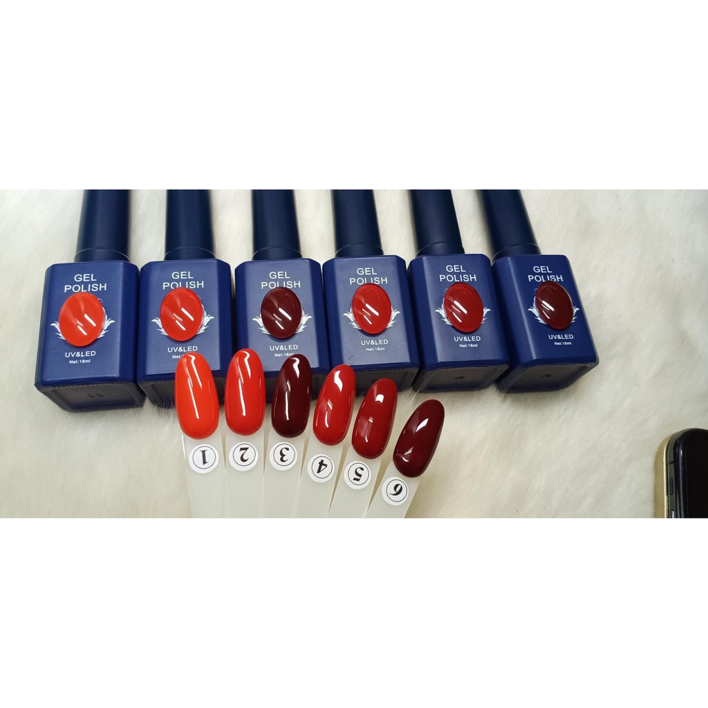 Sét Sơn Gel  Polish RuBy Sơn Bóng, Dẻo và Bền (Set 6 chai ) chai 18ml