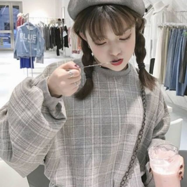 Hàng Sẵn_Áo ulzzang form rộng màu lưới tay phồng