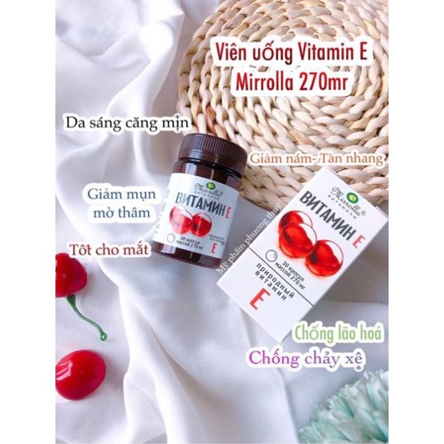 Sản phẩm vitamin e đỏ 270mg mirrolla của Nga