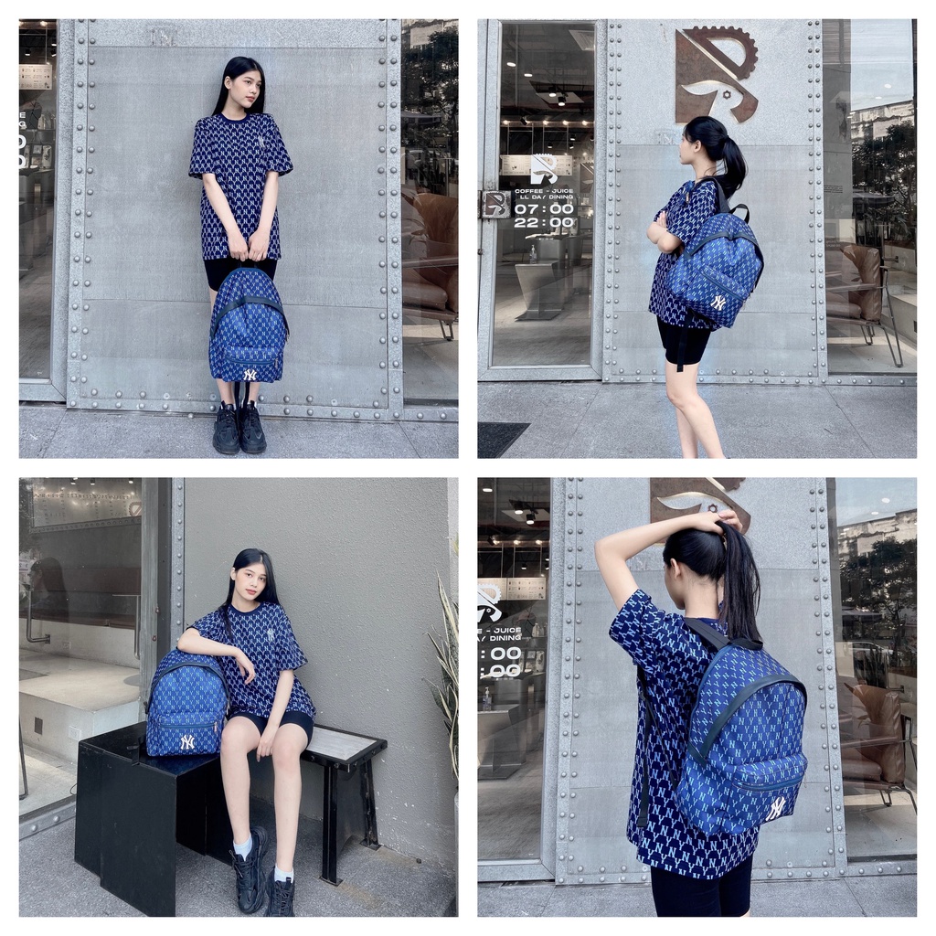 (HÀNG XUẤT XỊN) B486 M/L/B N/Y MONOGRAM BACKPACK NAVY Kích thước: 42 cm x 30 cm x 15 cm Made in Ko/rea full-tem-tag