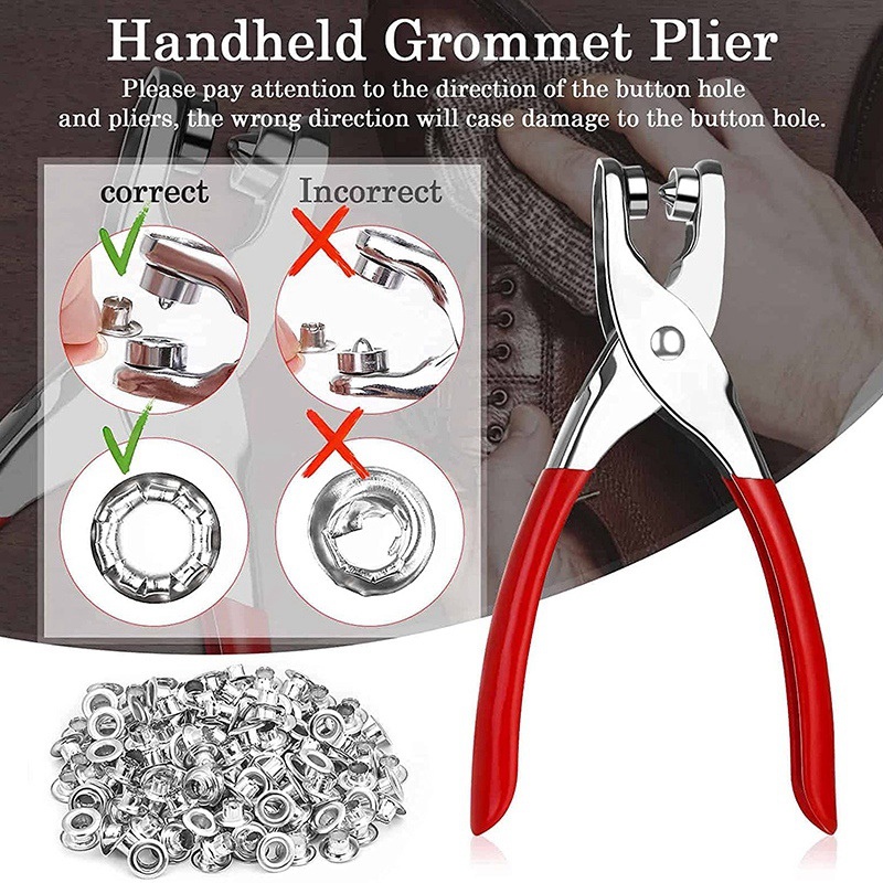 Set 401 Kìm Bấm Lỗ 1 / 4inch 6mm Kèm 400 Vòng Đệm Kim Loại Màu Vàng Và Bạc