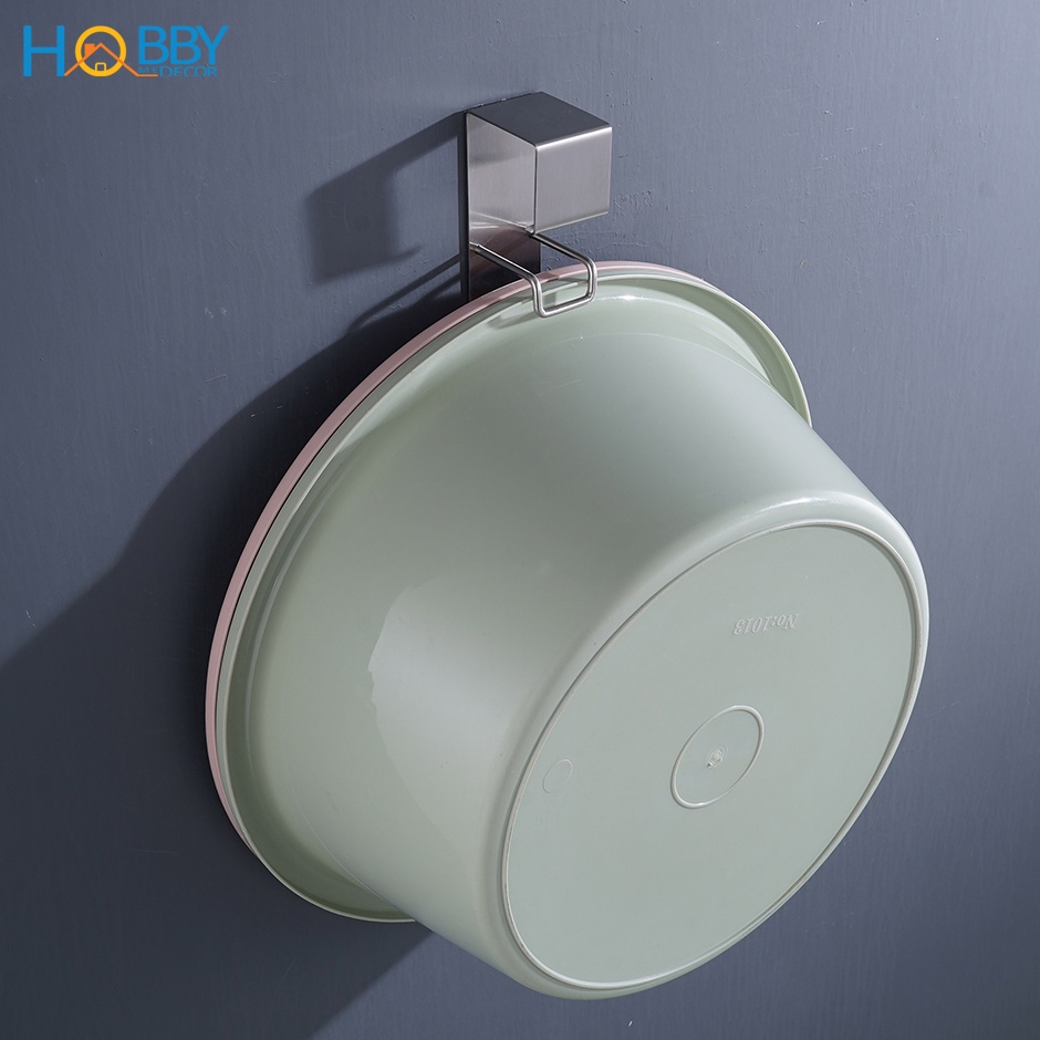 Móc treo thau chậu dán tường Hobby Home Decor MTT2 loại inox 304 - có sẵn keo dán siêu dính - loại lớn