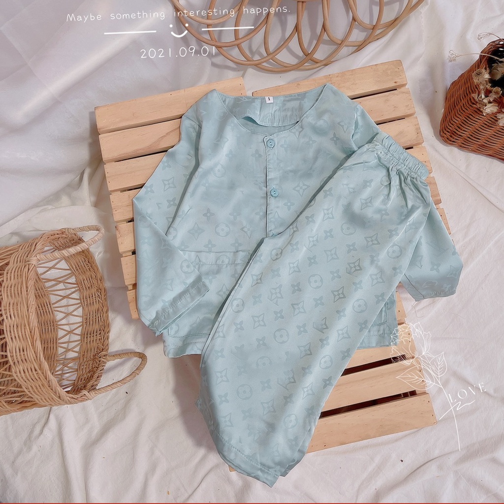 Pijama Bé Gái Set Quần Áo Trẻ Em Mặc Nhà Lụa Gấm Hàn Nhiều Màu Dài Tay 8-25kg - Babi mama - BPN07