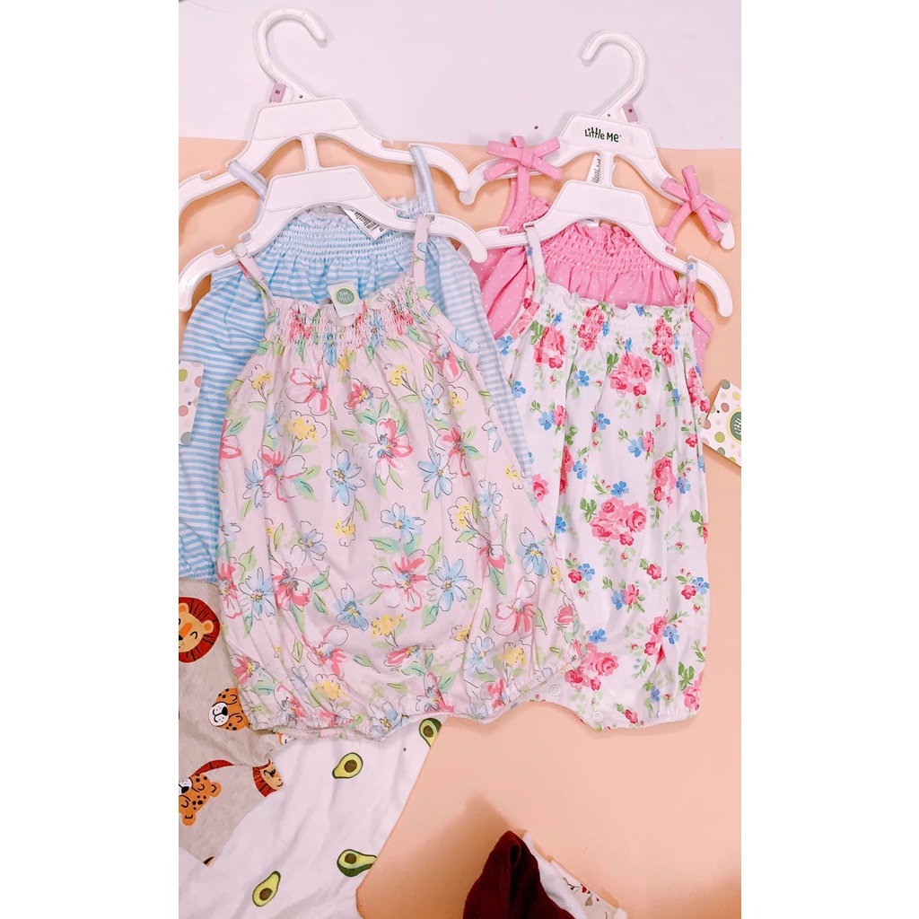 Bộ áo liền quần Romper Đùi 2 dây Little Me cho bé gái