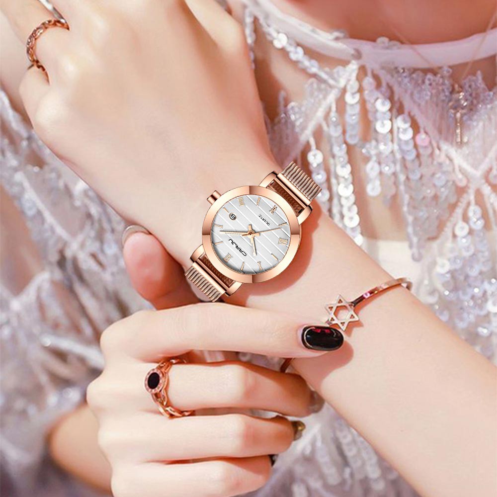 Đồng hồ CRRJU nữ thời trang hàng đầu sang trọng đơn giản thạch anh không thấm nước 2176X