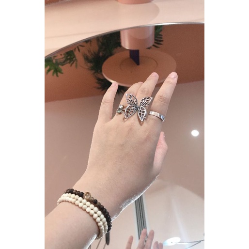 Nhẫn butterfly bạc 925 xi đen.