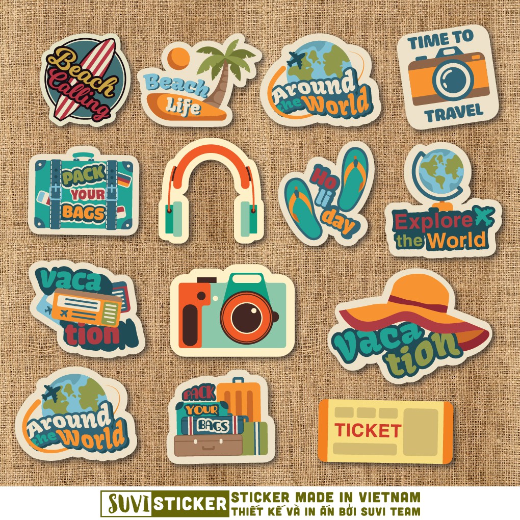 50 Sticker Du Lịch Travel chống nước sticker dán laptop, điện thoại, đàn guitar, mũ bảo hiểm, vali. MSP: T03