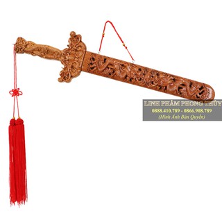 Kiếm gỗ đào tự nhiên- kiếm gỗ đào khắc rồng cao cấp 60cm
