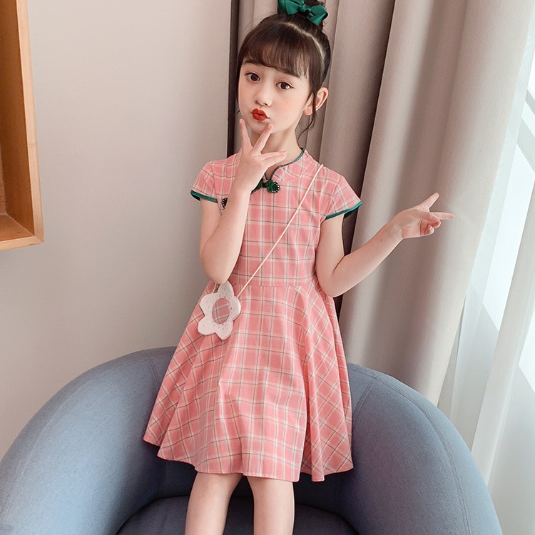 ✣2021 cô gái ăn mặc mùa hè mới dành cho trẻ em nước ngoài nhỏ bé ngắn tay váy công chúa đỏ cổ tích