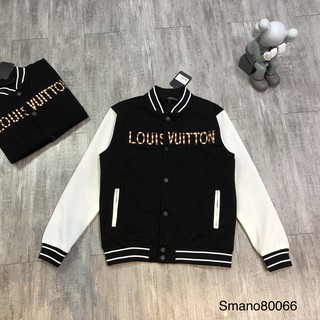 Áo khoác LV nam chữ thêu pha tay trắng,áo bomber nam nữ mẫu mới hot phong cách hàng quốc có đủ sz 40-75kg_áo khoác LV563