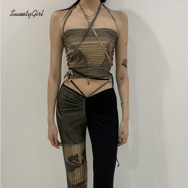 Áo Tank Top Hoạ Tiết Lính Thiết Kế Khoét Sâu Quyến Rũ