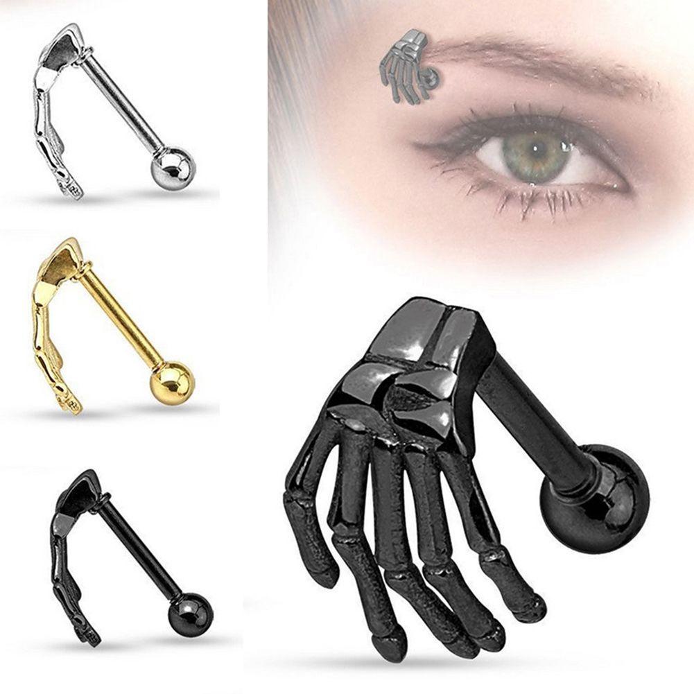 1 Khuyên Tai Kiểu Dàn Giáo Hình Xương Bàn Tay Bằng Thép Không Gỉ