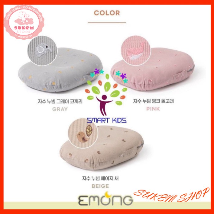 Gối Chống Trào Ngược Cho Bé Emong Thần Thánh 100% Cotton Êm Ái, Không Xẹp Giúp Bé Nằm Ngủ Hay Ăn Sữa Nhiều Giờ