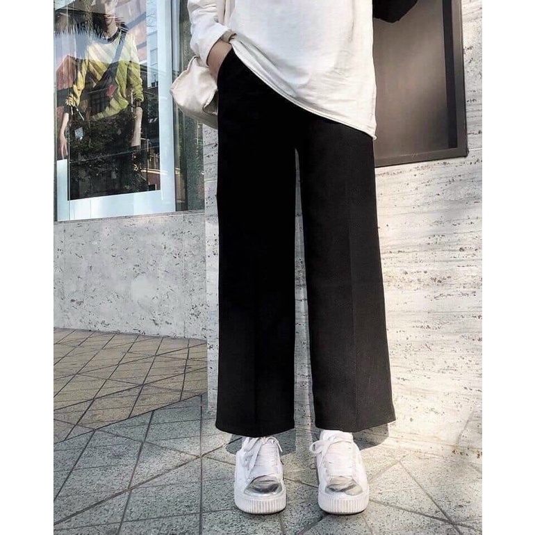 Quần ống rộng nữ cạp cao tôn dáng phong cách trẻ trung