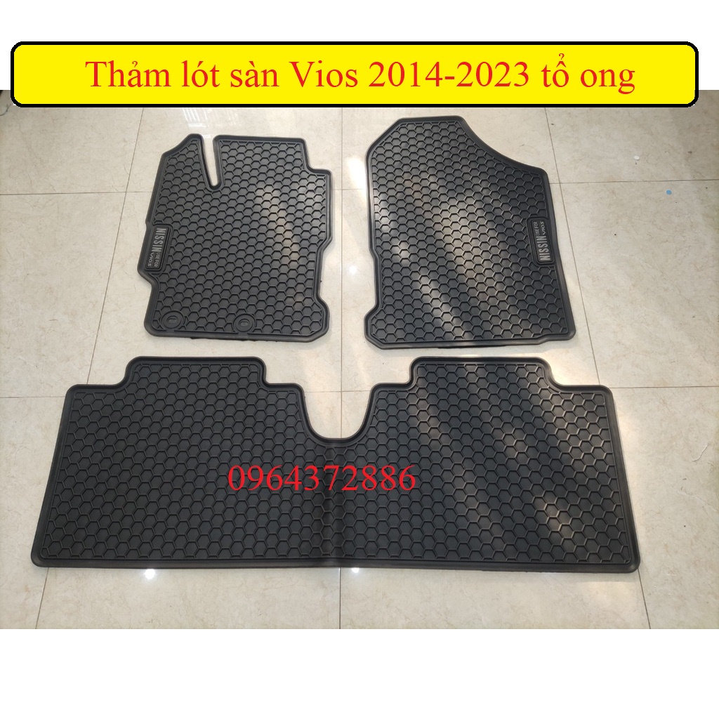 Thảm Lót Sàn Cao Su Xe VIOS 2014-2023 màu đen chữ NISSN, Hàng Cao Su Đúc Ko Mùi, Chuẩn Form xe