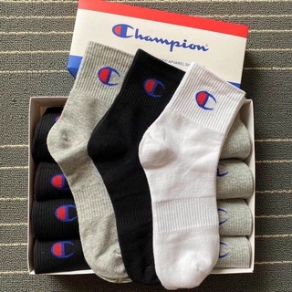 Tất thể thao 100% cotton thoáng khí thêu chữ champion cho nam nữ
