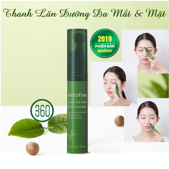 [Chuẩn Auth] Bút Dưỡng Và Massage Vùng Da Mắt, Ngừa Nếp Nhăn Innisfree Green Tea Seed Eye &amp; Face Ball 10ml