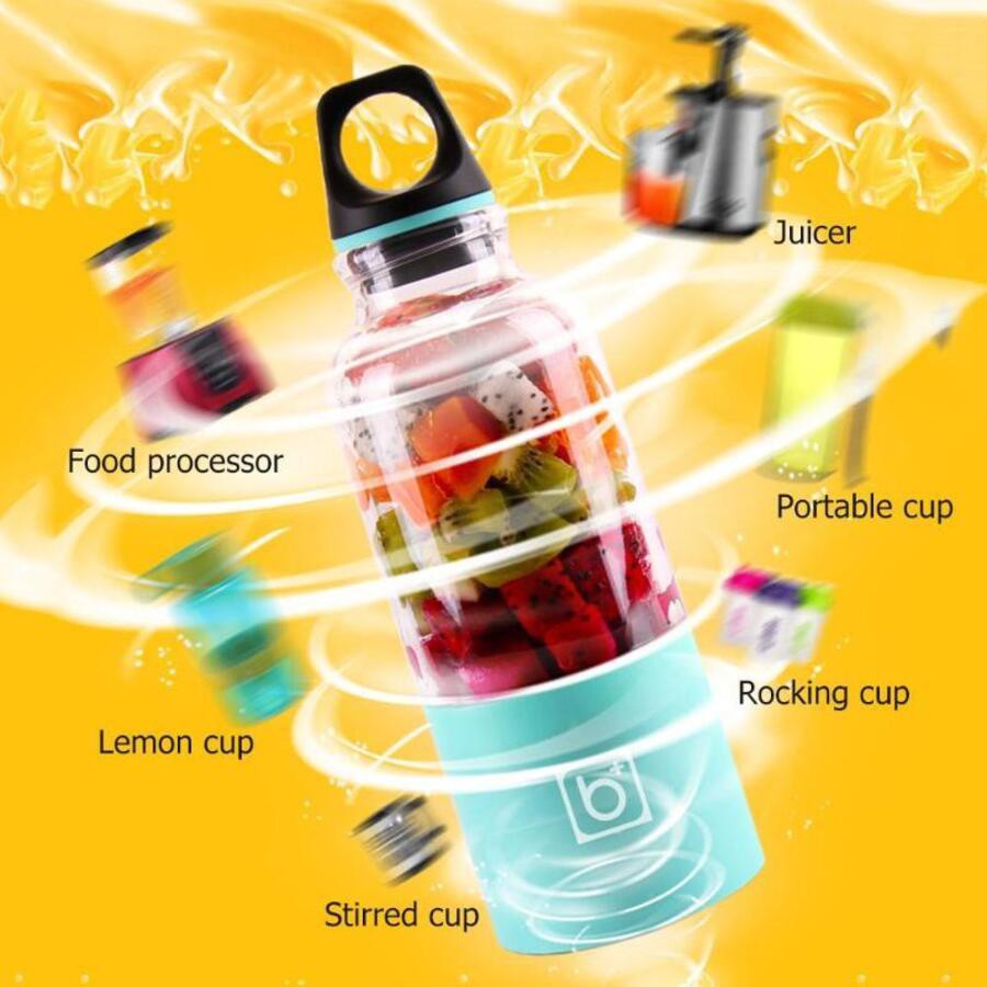 💔FREESHIP💔 Máy Xay Sinh Tố, Máy Say Sinh Tố Cầm Tay Mini Sạc Pin 4 Lưỡi BINGO JUICER CUP 500Ml, Bảo Hành 12 Tháng