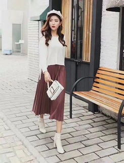 Chân váy nhũ xếp li [QC]