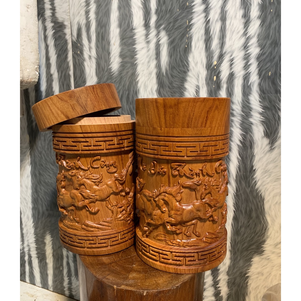 Hộp Đựng Chè Mã ĐáoThành Công,Gỗ Hương, Kt: Cao20*11