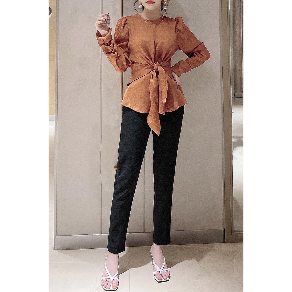 Áo sơ mi nữ tay lửng thắt nơ - 20Again | BigBuy360 - bigbuy360.vn