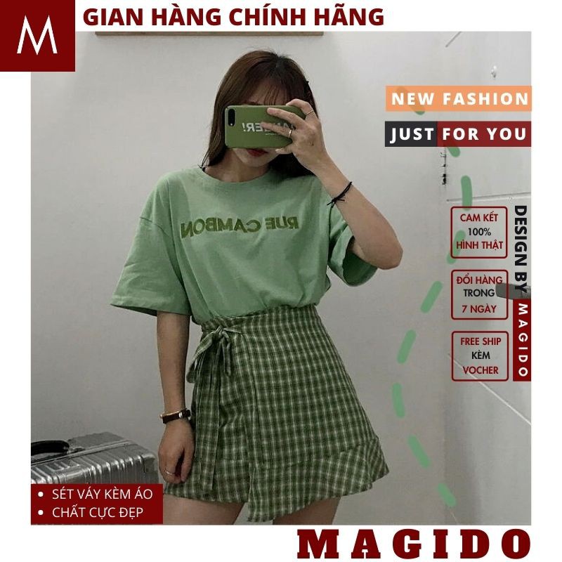 sét đầm nữ chân váy kèm áo cực xinh, phong cách hàn quốc vintage, đầm nữ cute MAGIDO-(QUÀ TẶNG +ẢNH THẬT)