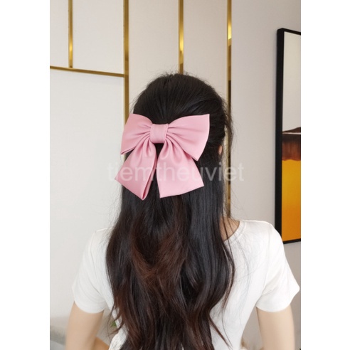 Kẹp Tóc Đính Nơ Màu Tím Tiệm Thêu Việt