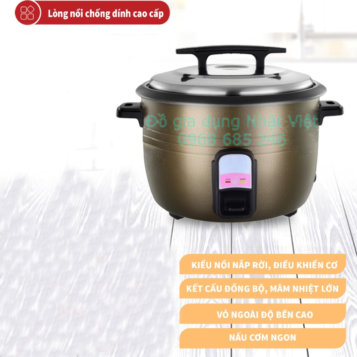 Nồi cơm điện công nghiệp lớn Ecosun BM-ER2800 - 14 L to chống dính (Nấu 8kg gạo) BH 12T