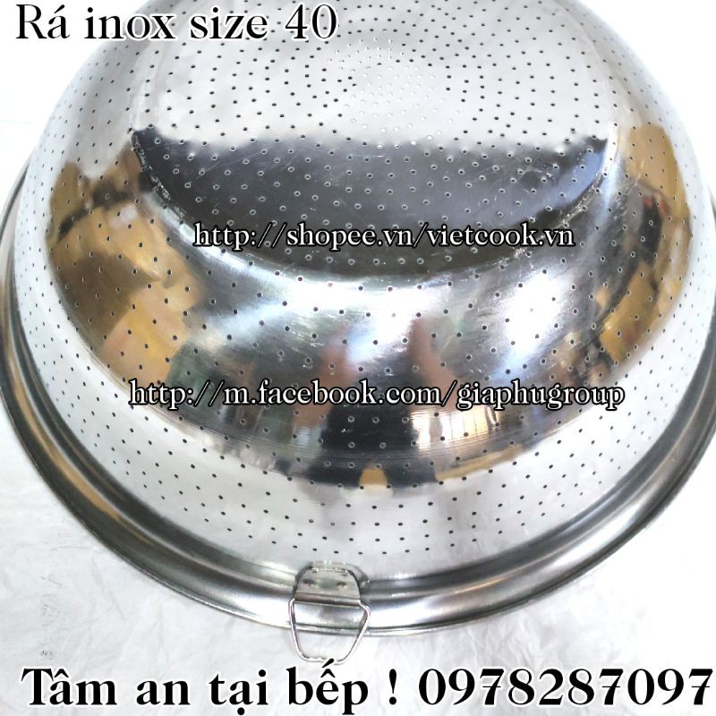 [CHÍNH HÃNG] Rá inox size 40 cm VIETCOOK loại dầy, rá, rổ inox vo gạo inox cao cấp