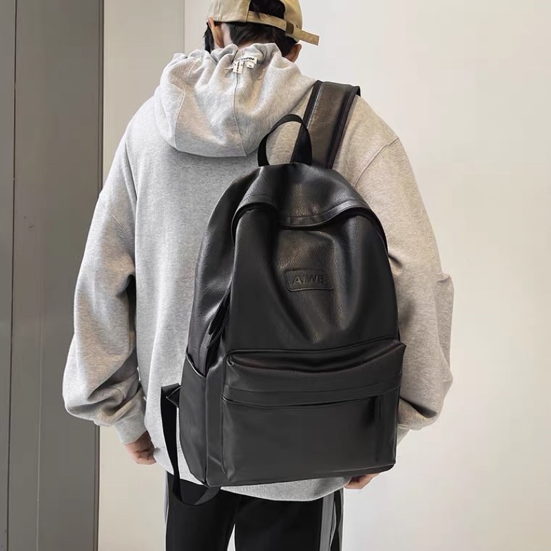 Ba lô nam nữ basic gam màu mốc da trơn cỡ trung bình to học sinh viên đi làm vs du lịch trẻ trung streetwear