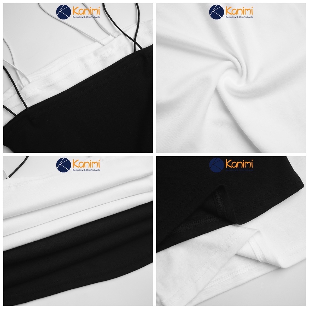 Áo 2 dây sợi bún màu đen trắng cherilon - AN03 | BigBuy360 - bigbuy360.vn