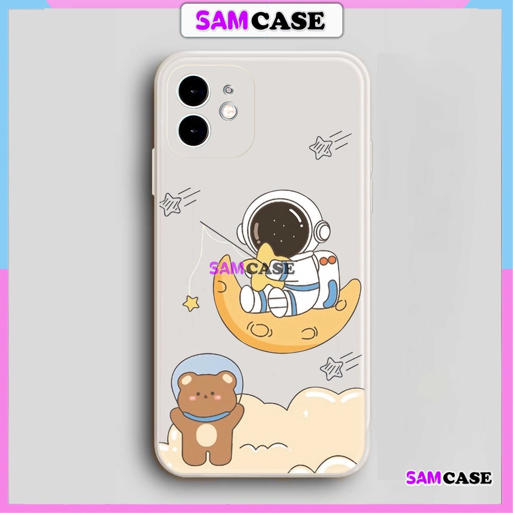 Ốp lưng iPhone Phi hành gia Cute cạnh viền vuông silicon mềm dẻo cho iphone 6/6s/7/8/X/XS/XR/11/12/13/14 Pro Plus Maxx