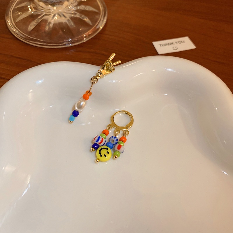 Bông tai hình mặt cười đáng yêu phong cách bất đối xứng cho nữ