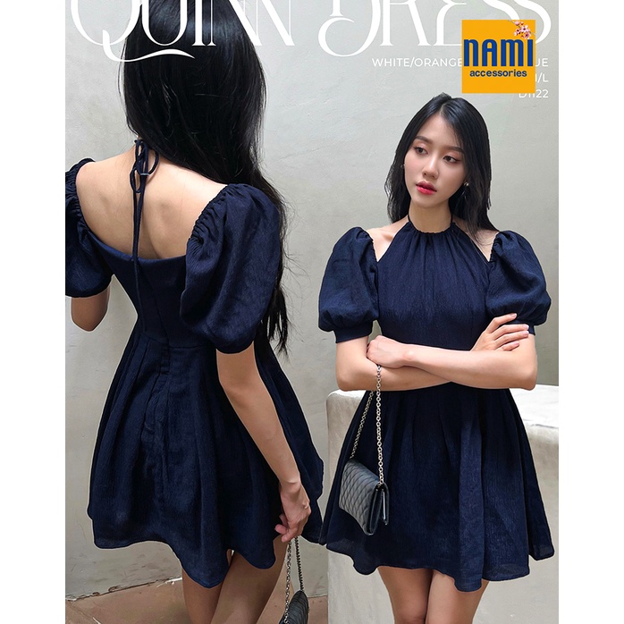 ( HÀNG CHUẨN ĐẸP ) Đầm yếm xoè cột nơ cổ form mini xinh xắn tay rớt gợi cảm NANAMI - ATNU046